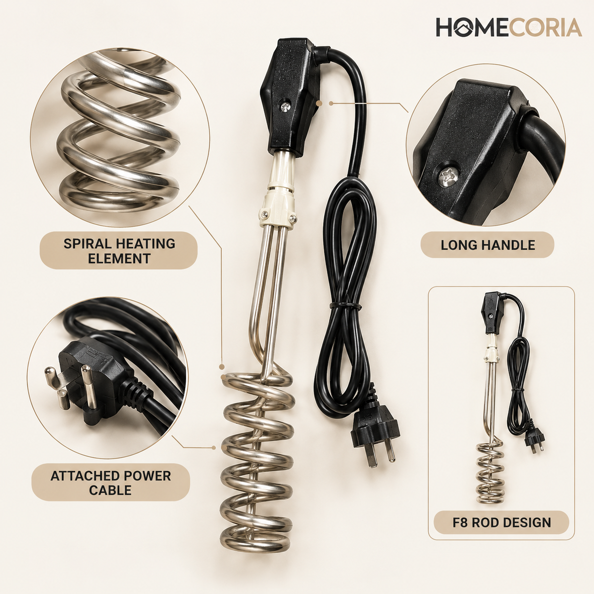 F8 Water Boiling Rod – Electric Immersion Water Heater