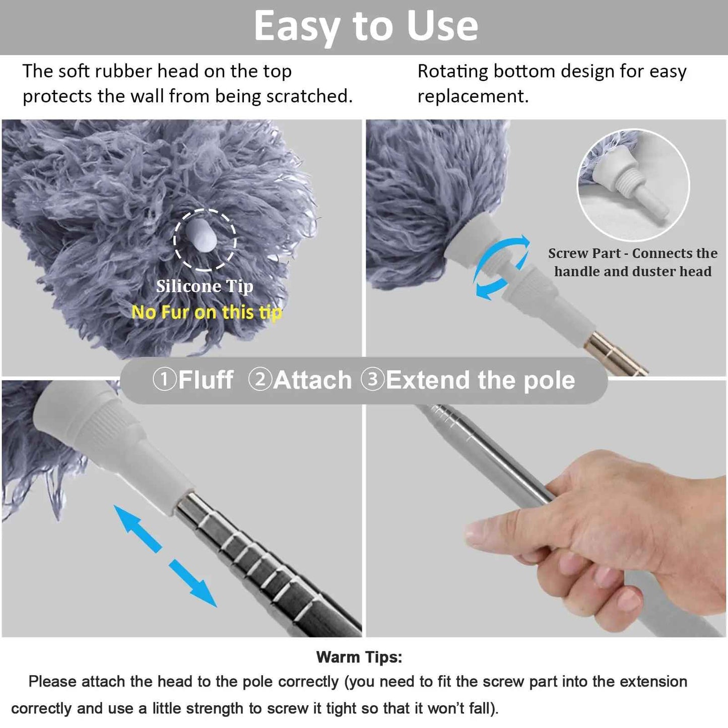 Adjustable Bendable Microfiber Duster Washable & Reusable