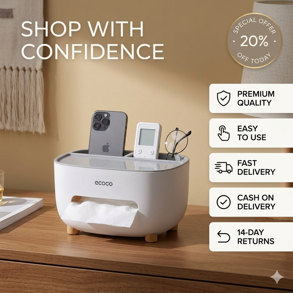 Tissue Box Holder, Multifunction Tissue Box ABS Material Storage Organizer, Desktop Tissue Box