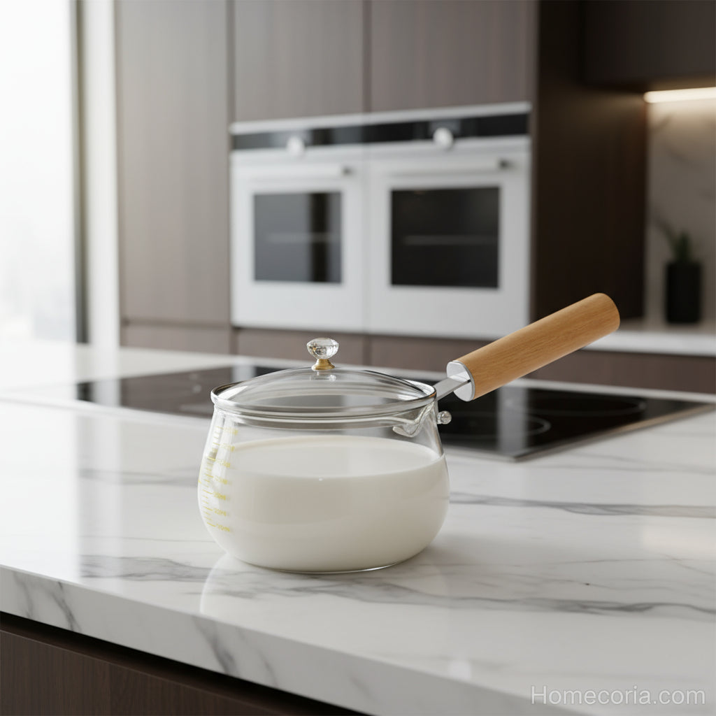 Single handle milk pot glass material