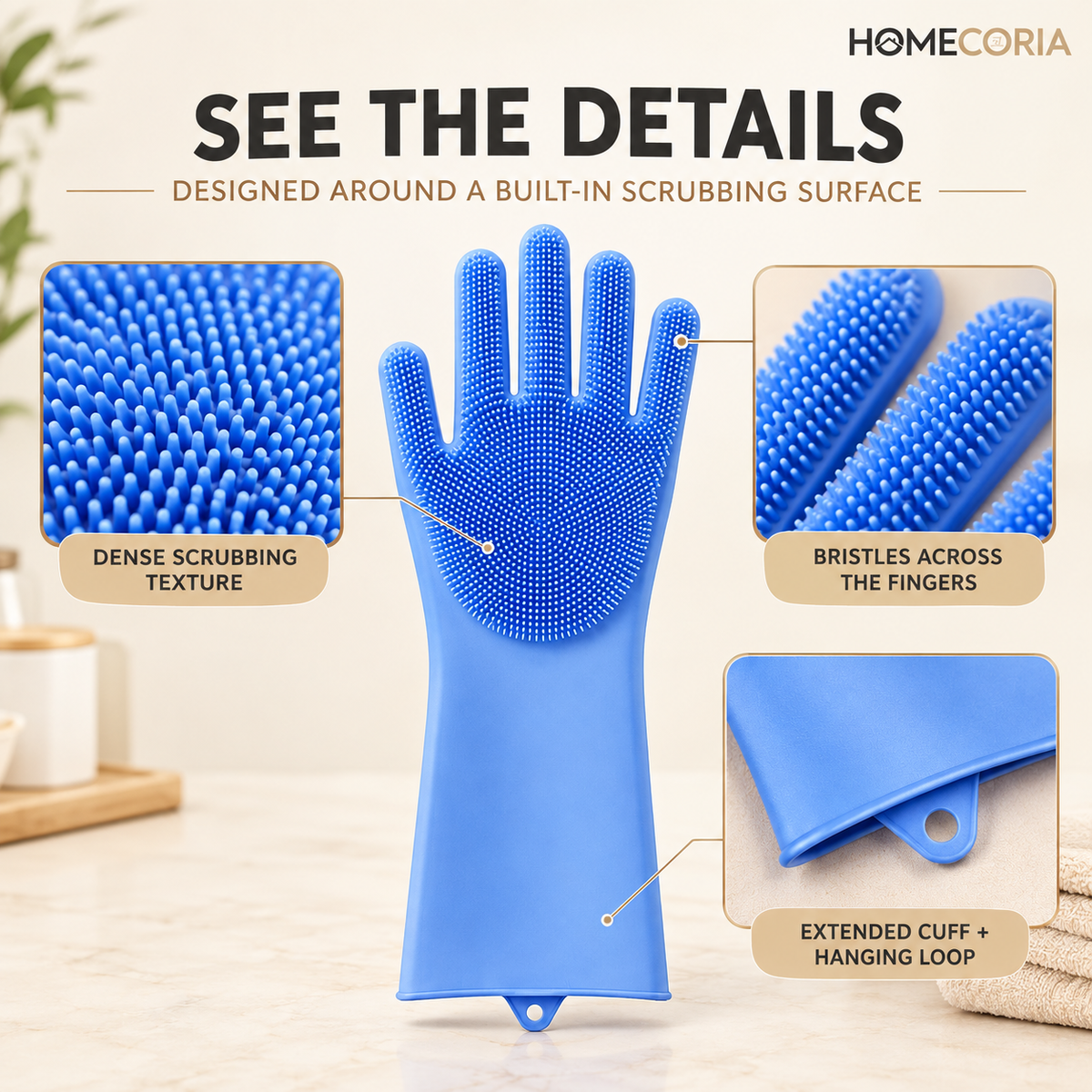 Silicone Cleaning Gloves – Bristled Scrubbing Gloves
