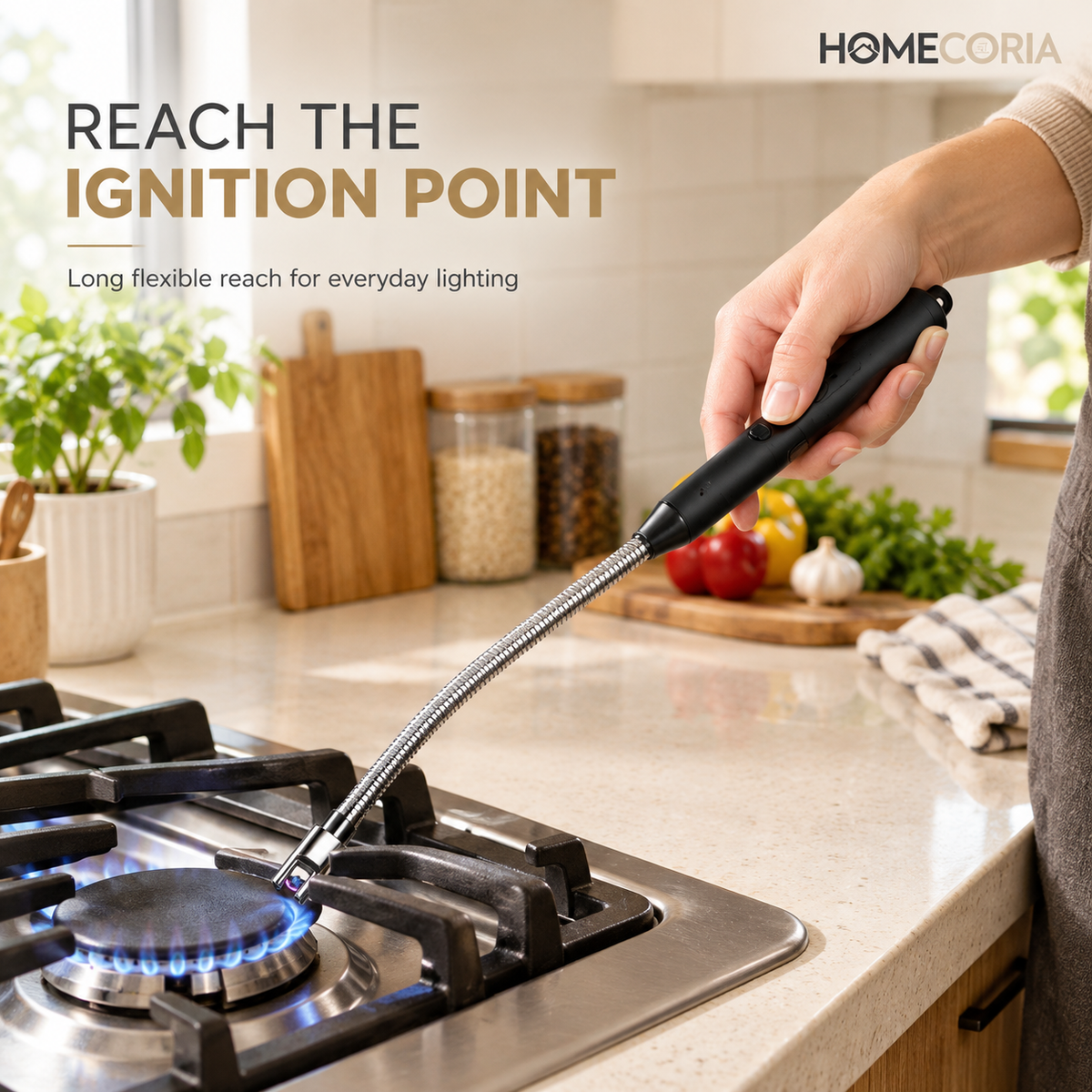 Long Reach Candle & Gas Stove Lighter – Flexible Neck Utility Igniter