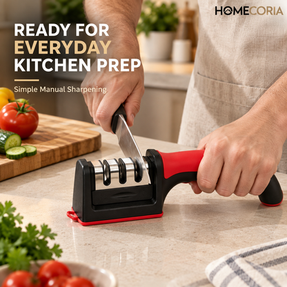 Manual Kitchen Knife Sharpener – Multi-Slot Sharpening Tool with Ergonomic Handle