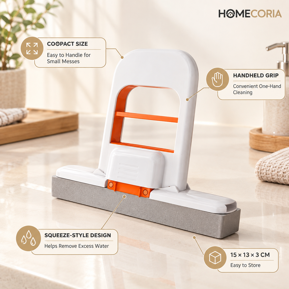 Handheld Floor Cleaning Brush – Compact Squeeze Cleaning Tool with Horizontal Cleaning Head
