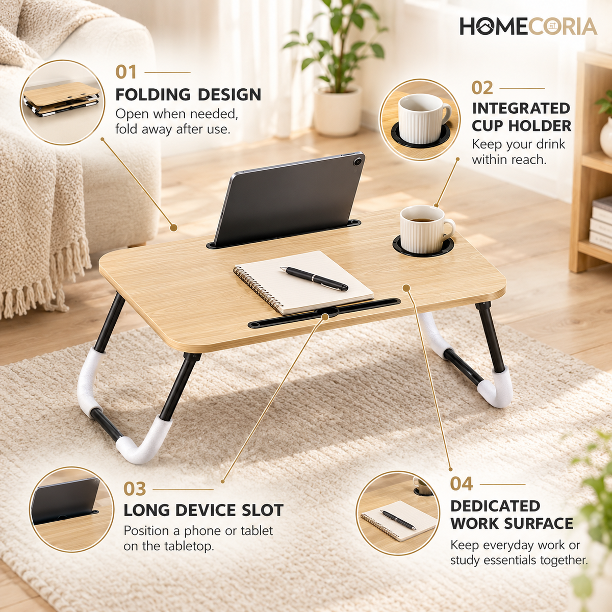 Foldable Laptop & Bed Table – Portable Folding Table
