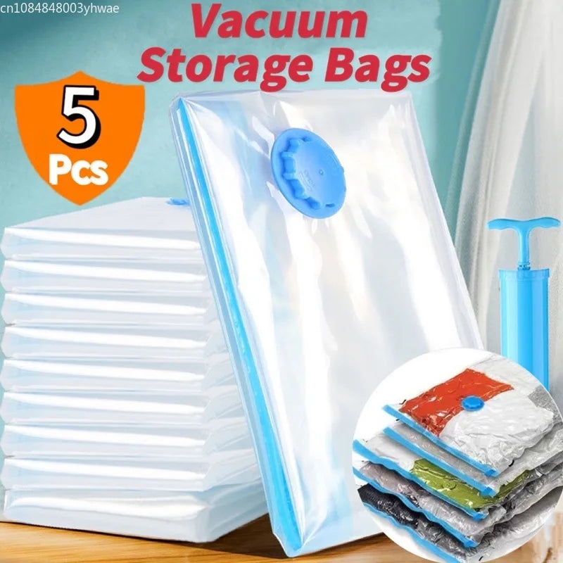 Reusable Clothes & Bedding Seal Vacuum Bags (5 Pcs Set)