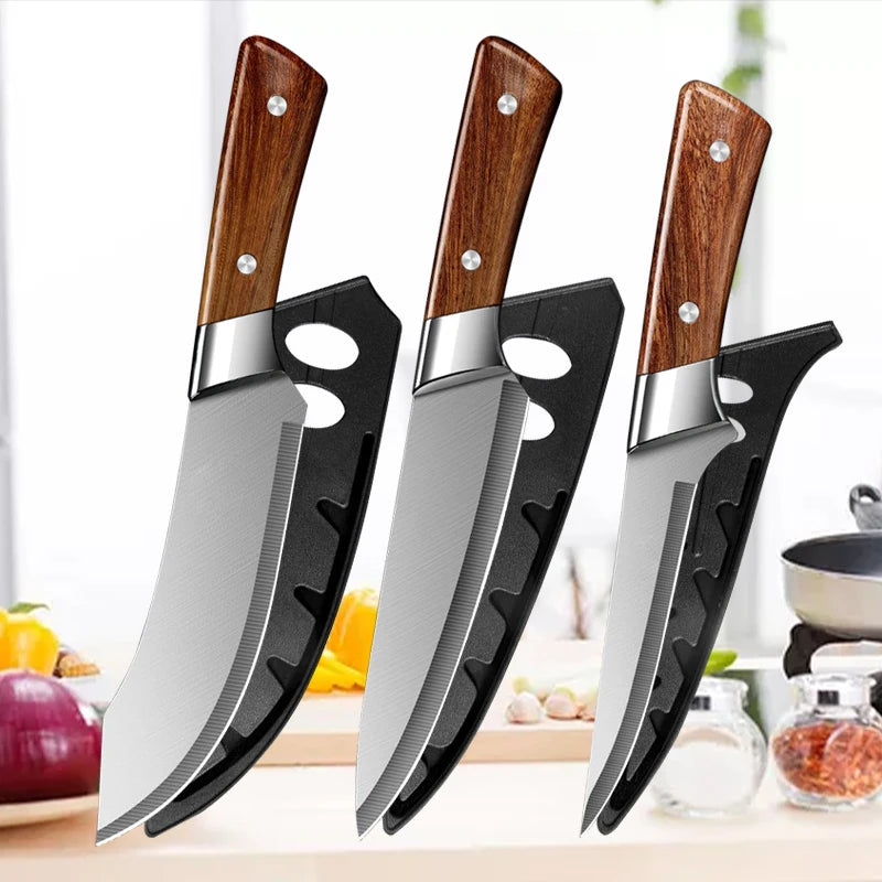 1 Pc Stainless Steel Kitchen Knife with Protective Cover | Sharp, Durable & Safe