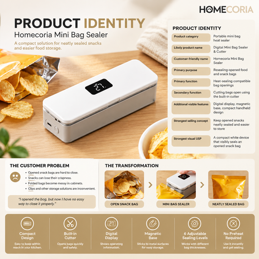 Mini Heat Sealer for Food Bags with LCD Display & Hidden Cutter