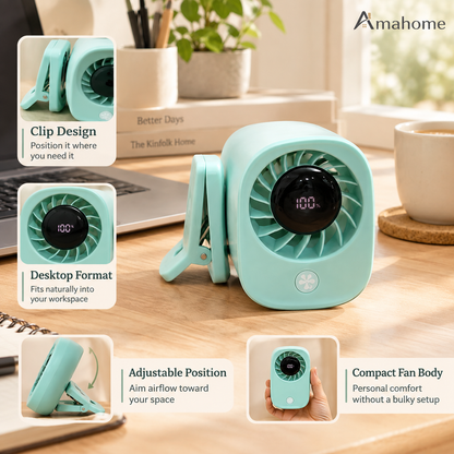 Mini Clip Desktop USB Fan – Portable Rechargeable Table Fan