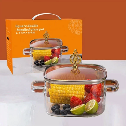Borosilicate Glass Cooking Pot with Lid – 2.2 Litre