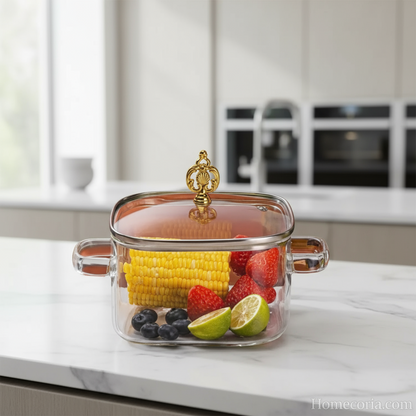 Borosilicate Glass Cooking Pot with Lid – 2.2 Litre