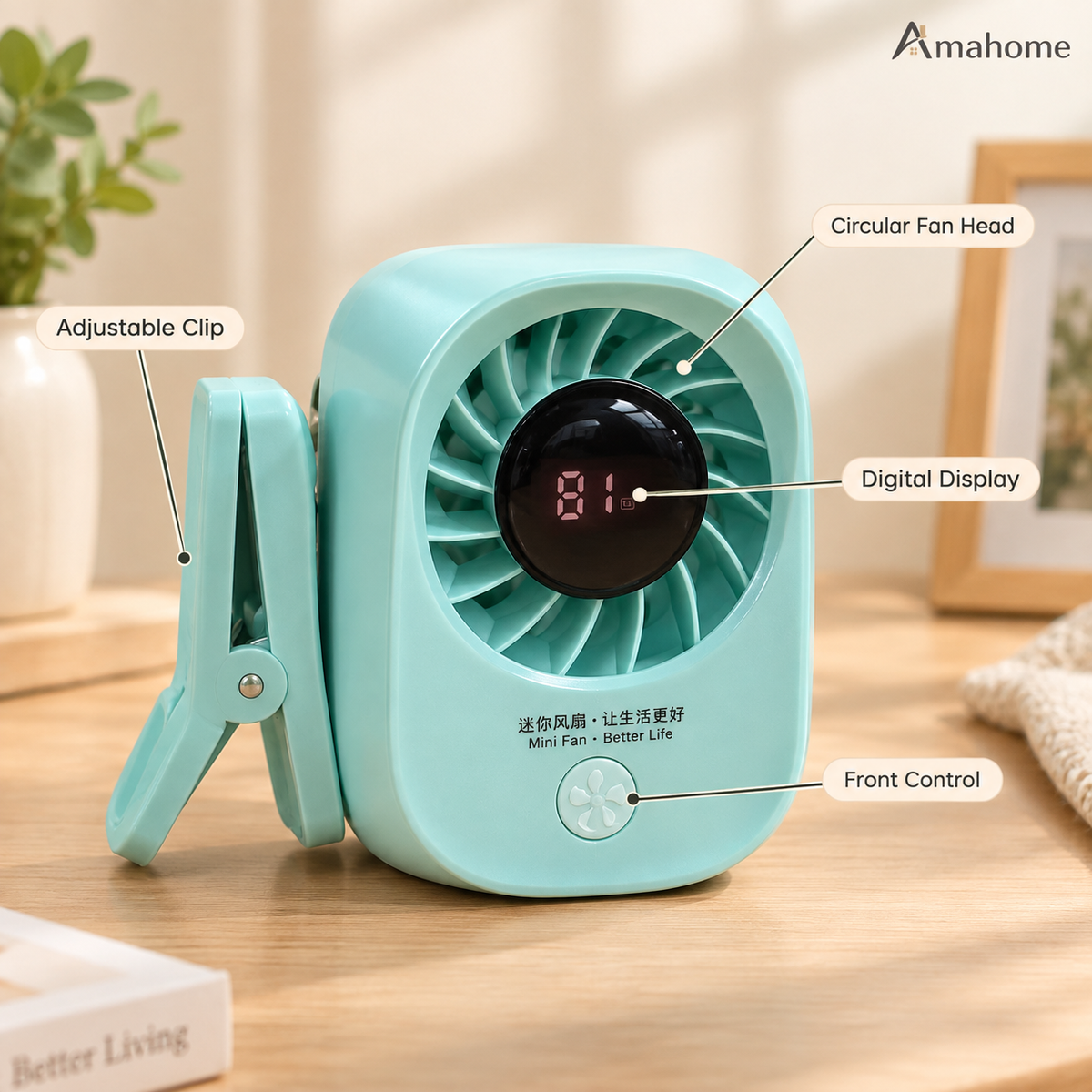 Mini Clip Desktop USB Fan – Portable Rechargeable Table Fan