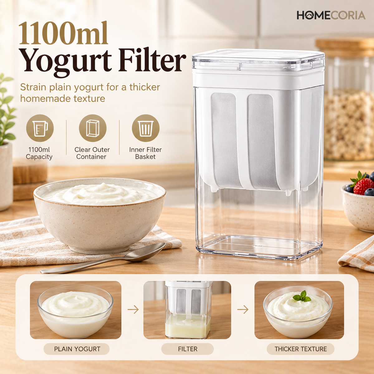 Yogurt Filter – Homemade Yogurt &amp; Cheese Strainer