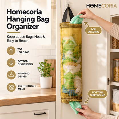 Hanging Mesh Garbage Bag Dispenser – Kitchen Waste Bag Organizer