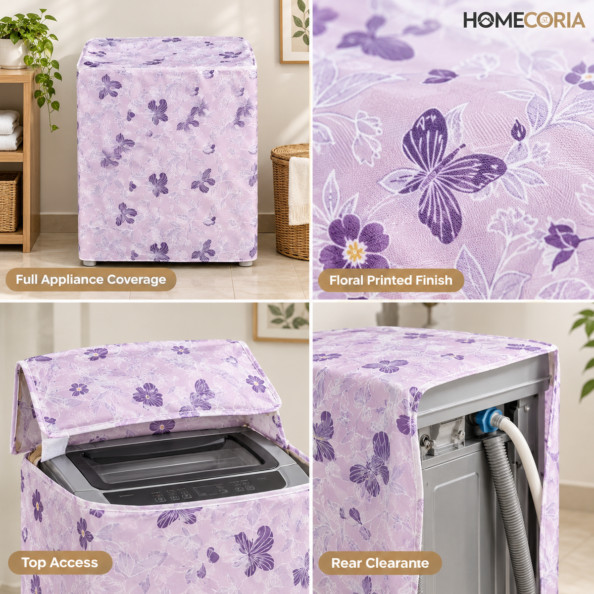 Floral Washing Machine Protective Cover – Dustproof Top Load Machine Cover