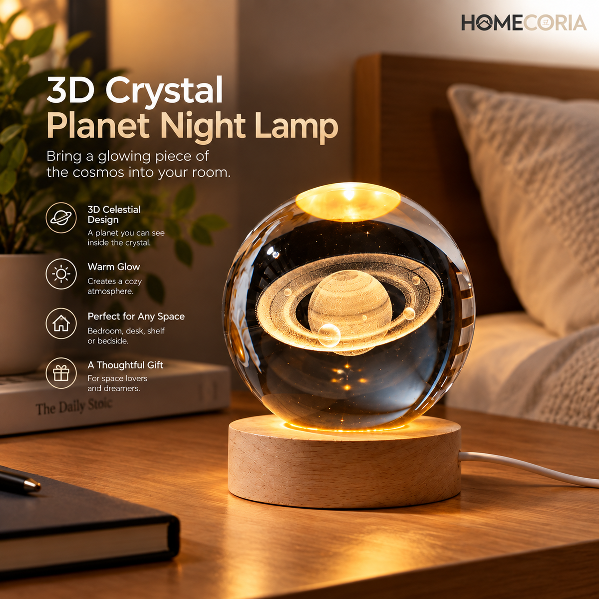 Celestial Crystal Planet Lamp – Premium LED Night Light