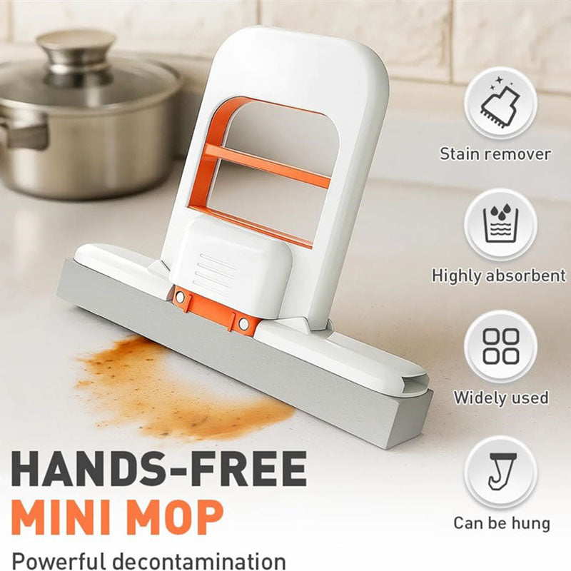 Mini Foldable Desktop Mop Hand-free Wash Mops Wet and Dry Dual Use Cleaning Sponge Mop