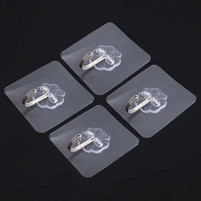 Transparent Stainless Steel Self-Adhesive Hooks (5Pcs)