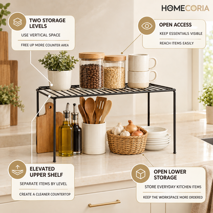 2-Tier Kitchen Storage Shelf – Space-Saving Countertop Organizer