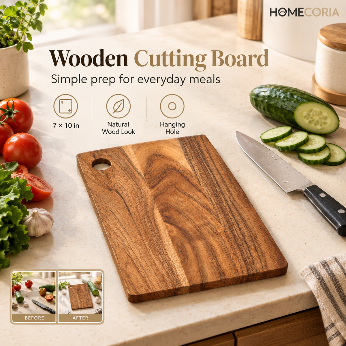 Premium Wooden Chopping Board – Natural Wood Kitchen Cutting Board
