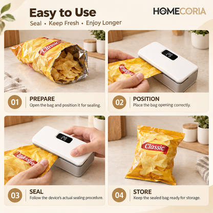 Mini Heat Sealer for Food Bags with LCD Display & Hidden Cutter