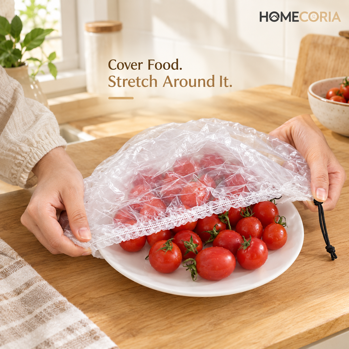 Flexible Food Storage Cover Bags – Stretchable Drawstring Food Protector