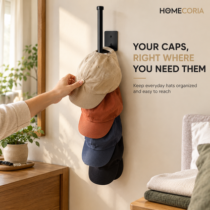 Wall-Mounted Cap Organizer – Space-Saving Hat Storage Rack