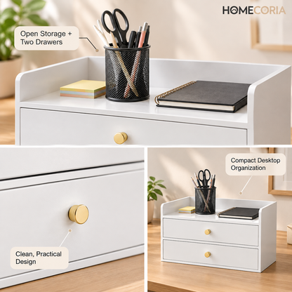 Premium Desktop Organizer with 2 Drawers – Modern Office Storage Cabinet