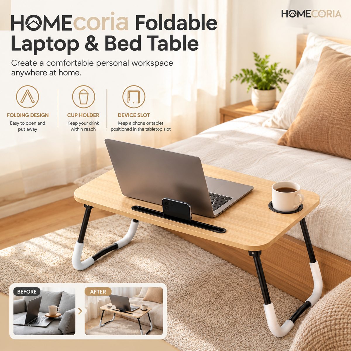 Foldable Laptop & Bed Table – Portable Folding Table