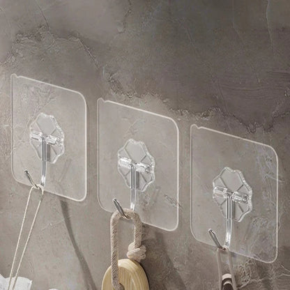Transparent Stainless Steel Self-Adhesive Hooks (5Pcs)