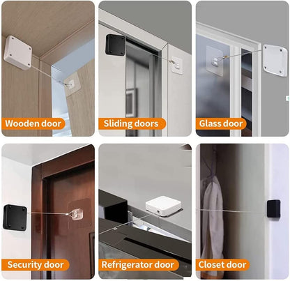 Homecoria™ Punch-Free Automatic Door Closer – 1000g Pull Retractable Closer for Screen & Wooden Doors – AC Cooling Saver