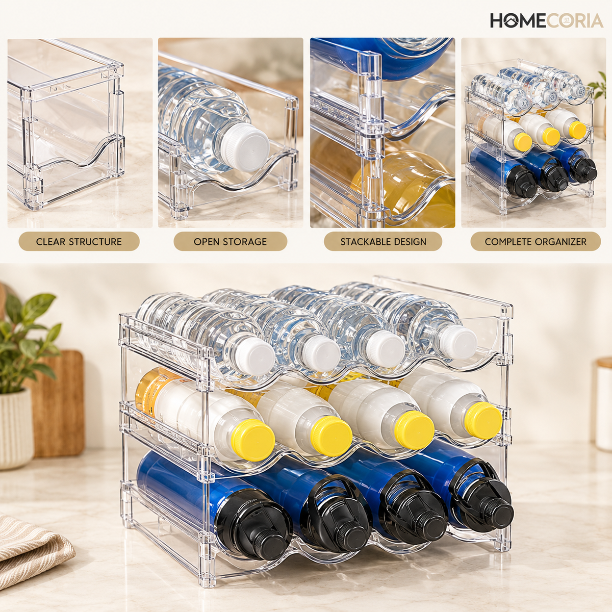 Stackable Drink Organizer – 2-Tier Beverage Can & Bottle Storage Rack