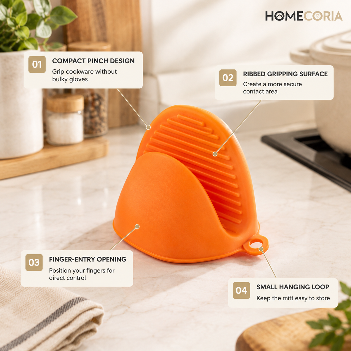 Silicone Mini Oven Mitt & Pot Handle Holder – Heat Resistant Kitchen Grip