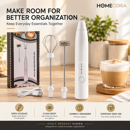 2-in-1 Rechargeable Electric Milk Frother & Egg Whisk – 3 Speed Handheld Mixer