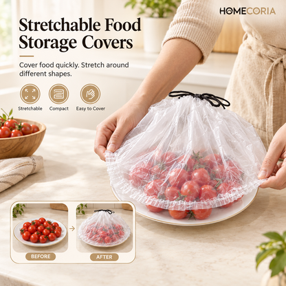 Flexible Food Storage Cover Bags – Stretchable Drawstring Food Protector