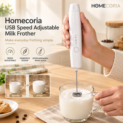 2-in-1 Rechargeable Electric Milk Frother & Egg Whisk – 3 Speed Handheld Mixer