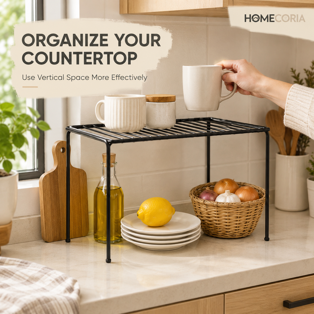 2-Tier Kitchen Storage Shelf – Space-Saving Countertop Organizer
