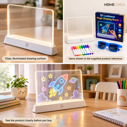 3D Luminous Magic Drawing Board for Kids – LED Glow Writing & Drawing Board