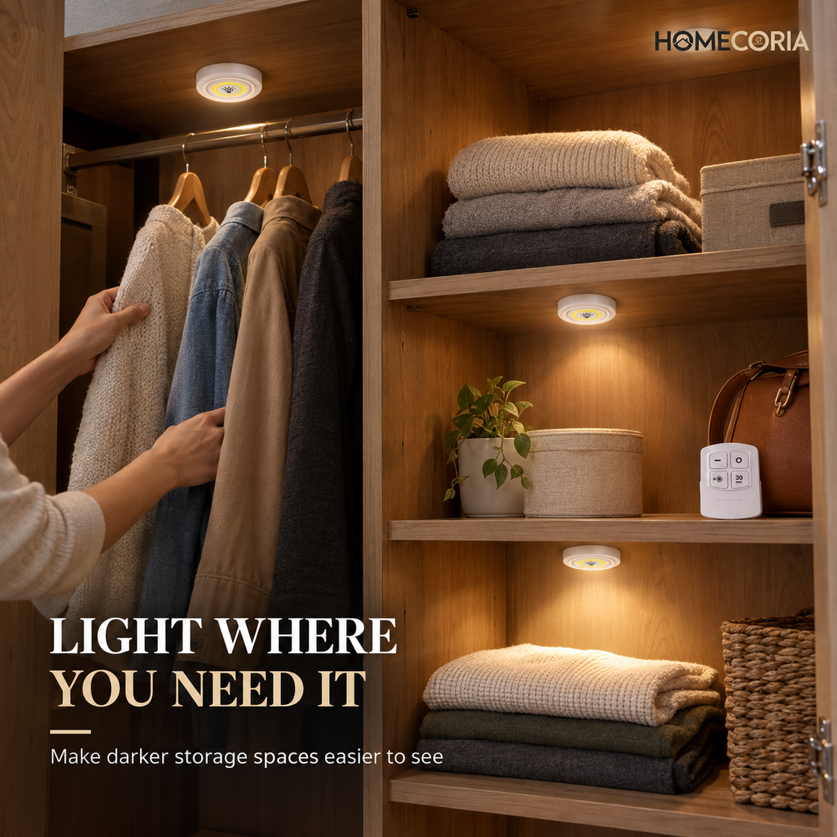 Rechargeable LED Cabinet Lights with Remote Control – Wireless Stick-On Lights