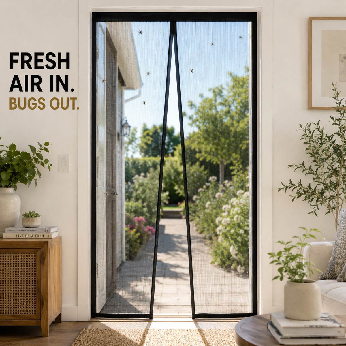 Magnetic Mesh Screen Door (35" x 82") — Hands-Free Automatic Closure