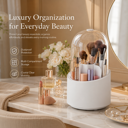 360° Rotating Makeup Brush & Cosmetic Organizer