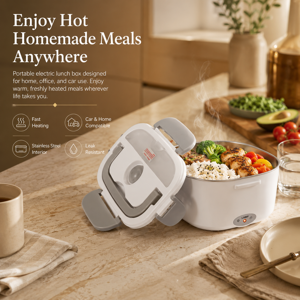 2-in-1 Portable Electric Heating Lunch Box or Electric Food Warmer