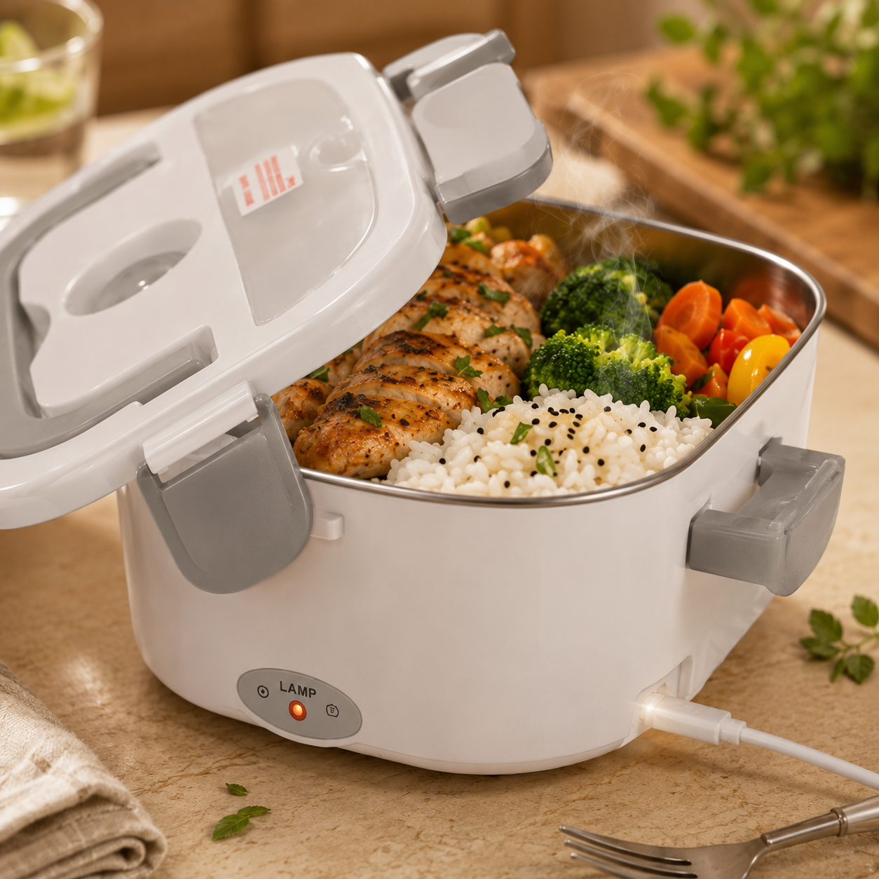 2-in-1 Portable Electric Heating Lunch Box or Electric Food Warmer