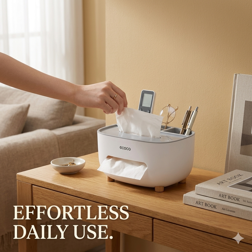 Tissue Box Holder, Multifunction Tissue Box ABS Material Storage Organizer, Desktop Tissue Box