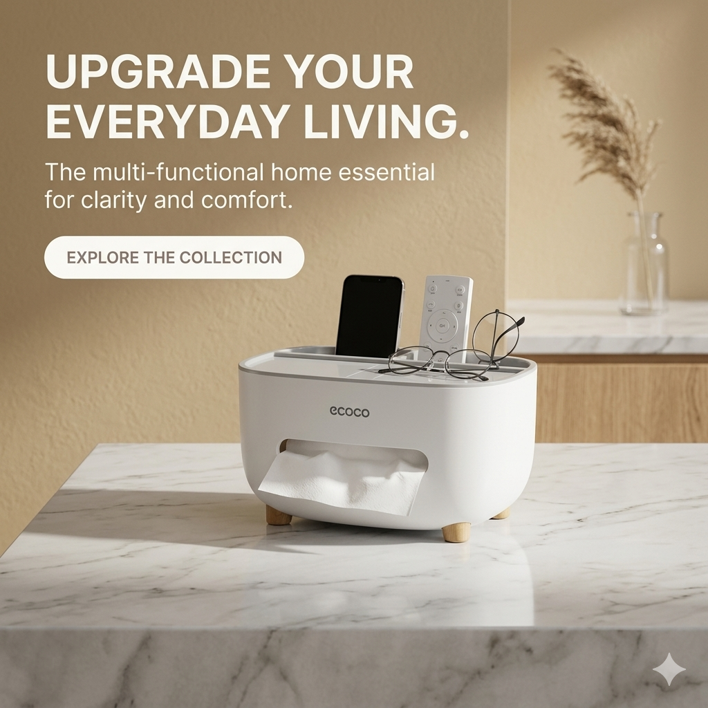 Tissue Box Holder, Multifunction Tissue Box ABS Material Storage Organizer, Desktop Tissue Box