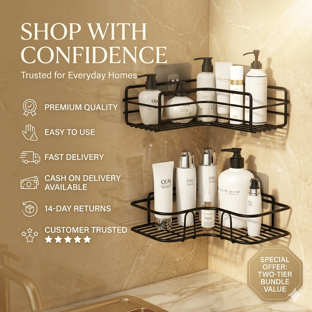 Shower & Kitchen Organizer Wall Shelf