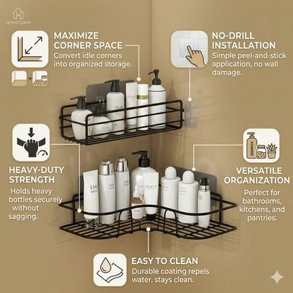 Shower & Kitchen Organizer Wall Shelf