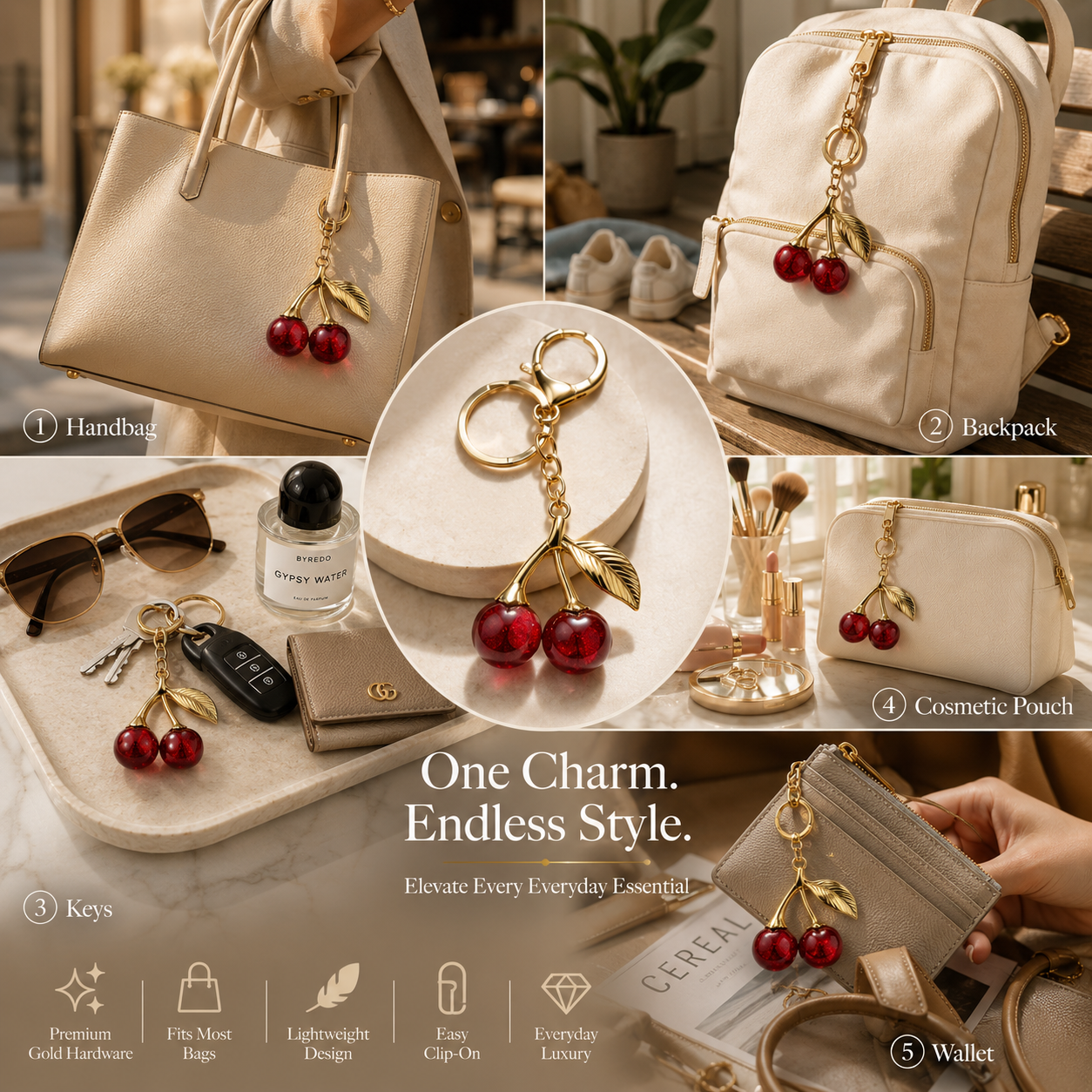 Cherry Bomb Sparkling Bag Charm & Keychain