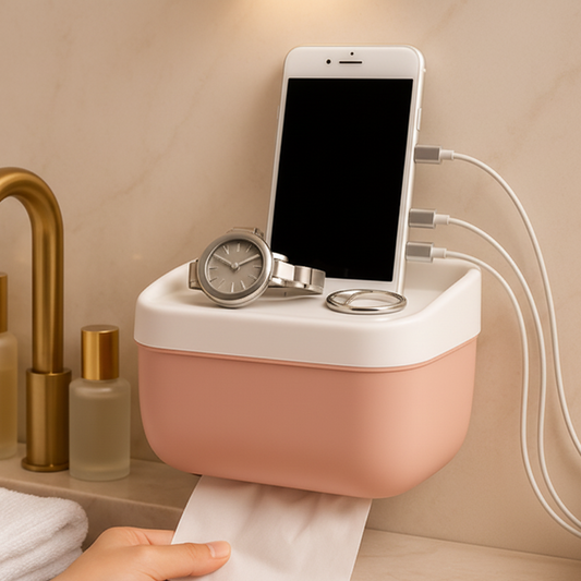 Luxury 3-in-1 Wall Mounted Tissue Box with Phone Holder