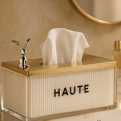 Luxury Acrylic Tissue Box with Golden Lid